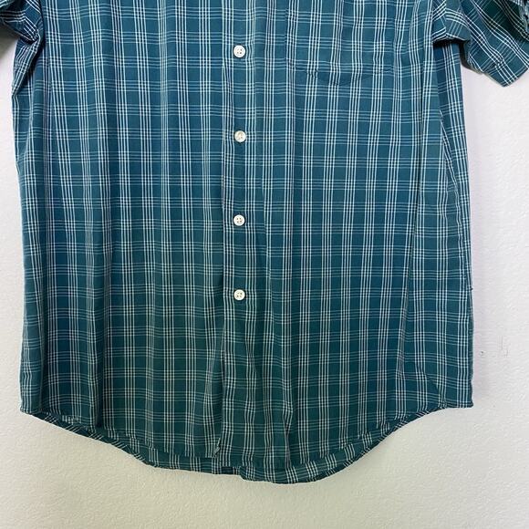 Van Heusen Classic Fit Short Sleeve Button Down Teal Mens Medium Preppy Timeless - Picture 8 of 10